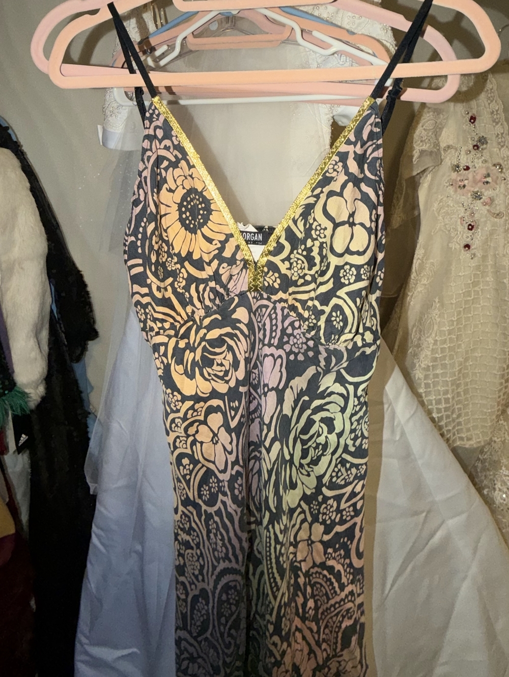 Vintage Morgan De Toi Rose of Sharon Maxi Made In France T42 - Picture 7 of 8